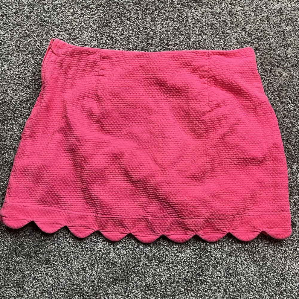 Lilly Pulitzer‎ Skirt Womens 10 Pink Button Front Scallop Hem Textured Mini - Picture 6 of 8